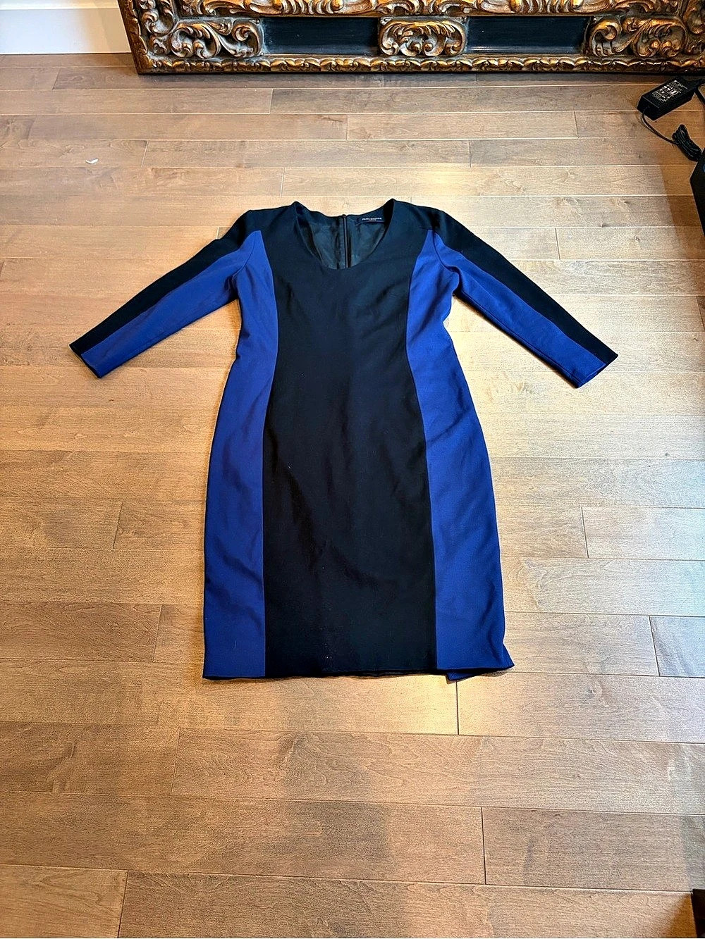 Piazza Sempione Color Block Midi Dress in Blue & Black IT 44 Like New